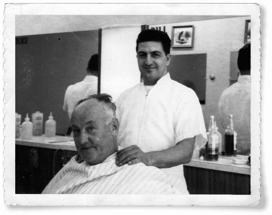 Photo of Bill Spitale in his old barbershop